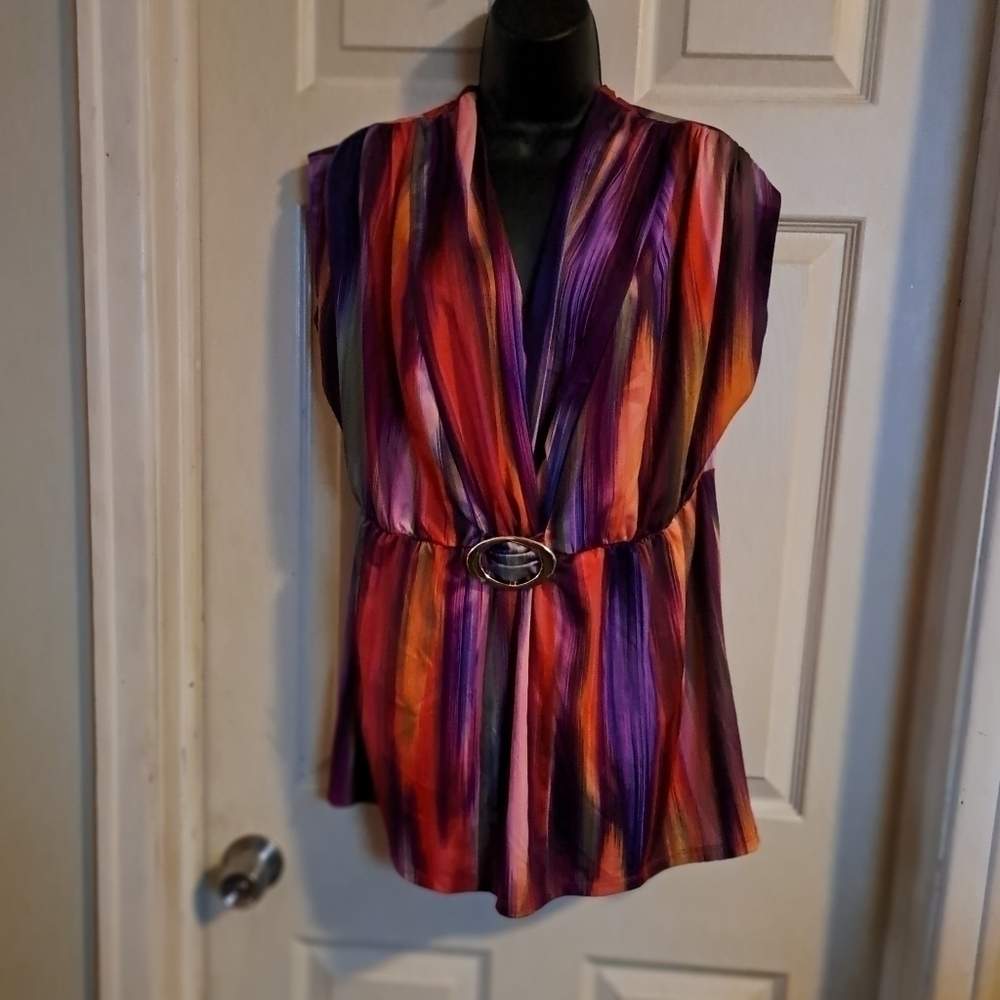 No brand bright colors blouse size 1X